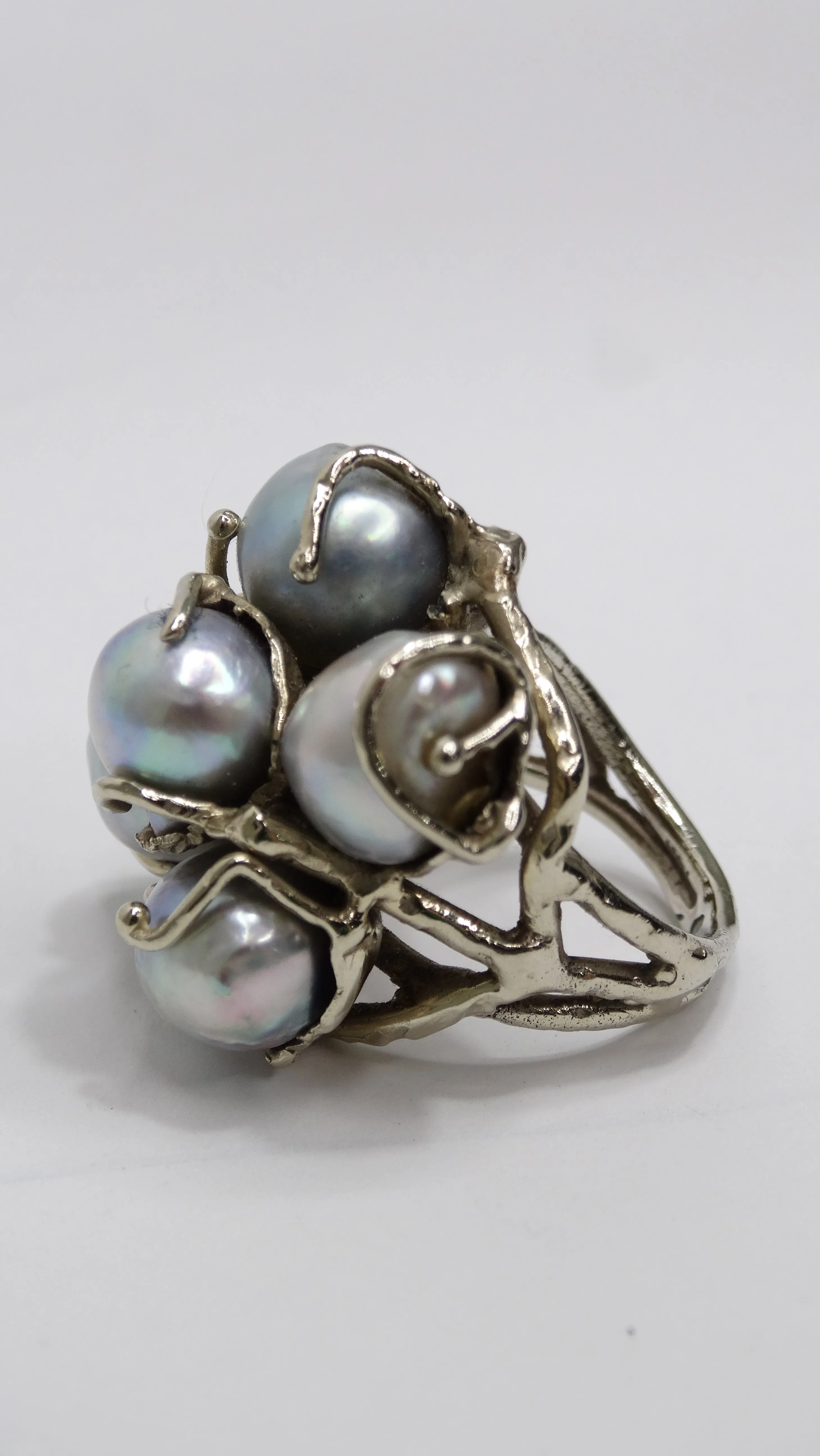 Cultured Pearl 14k White Gold 1970's Ring