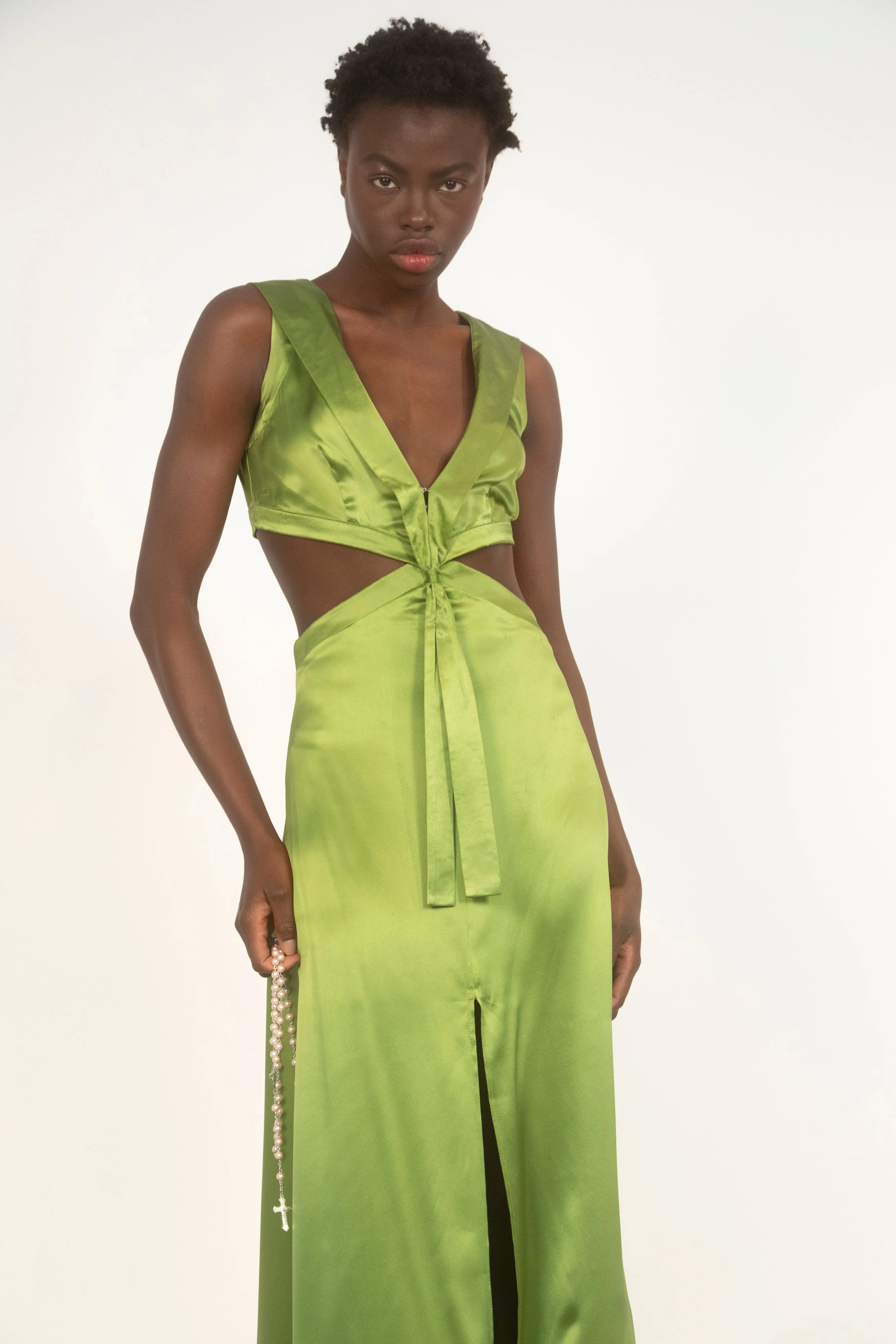 Cut Out Maxi Dress with Sailor Collar- Mint