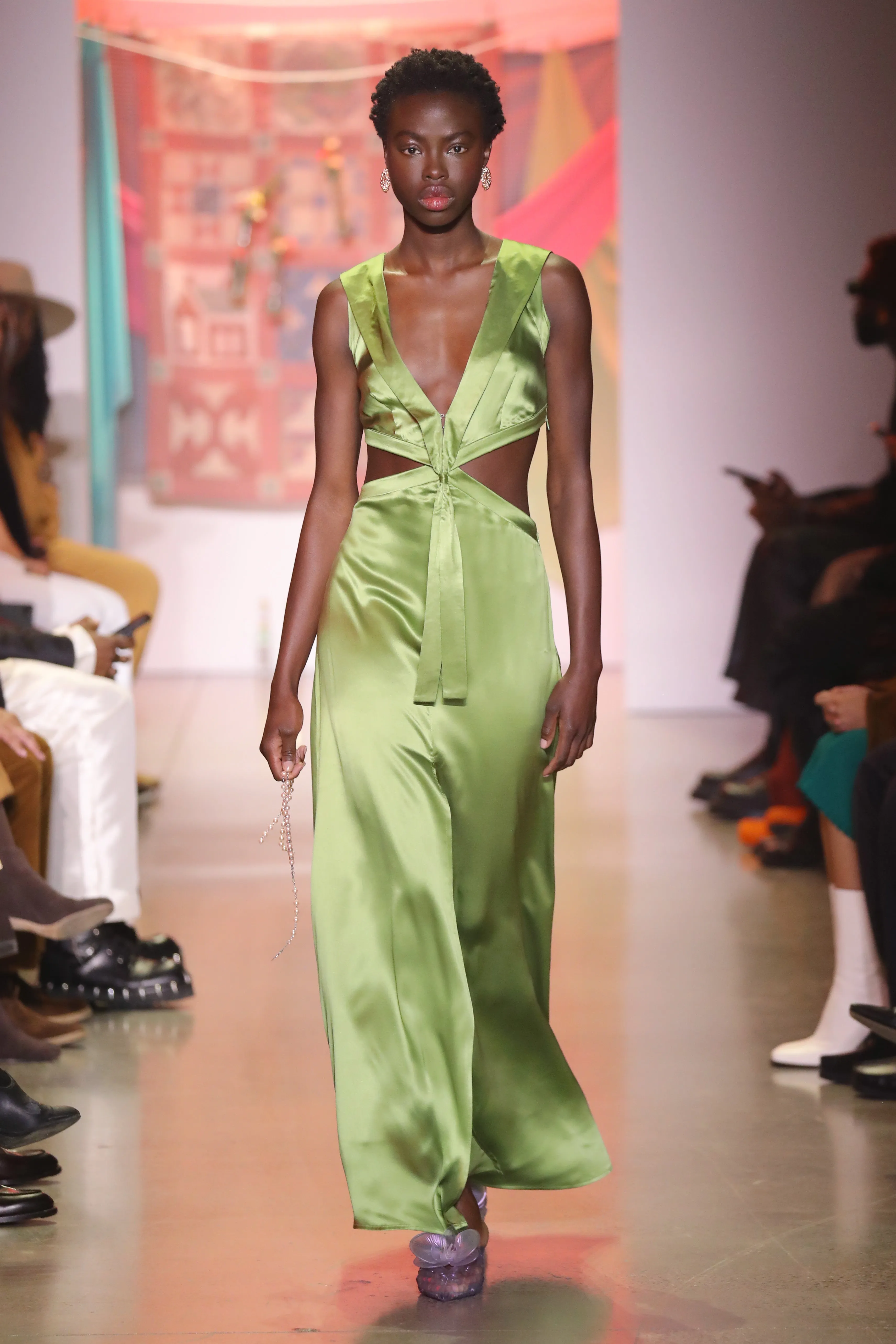 Cut Out Maxi Dress with Sailor Collar- Mint