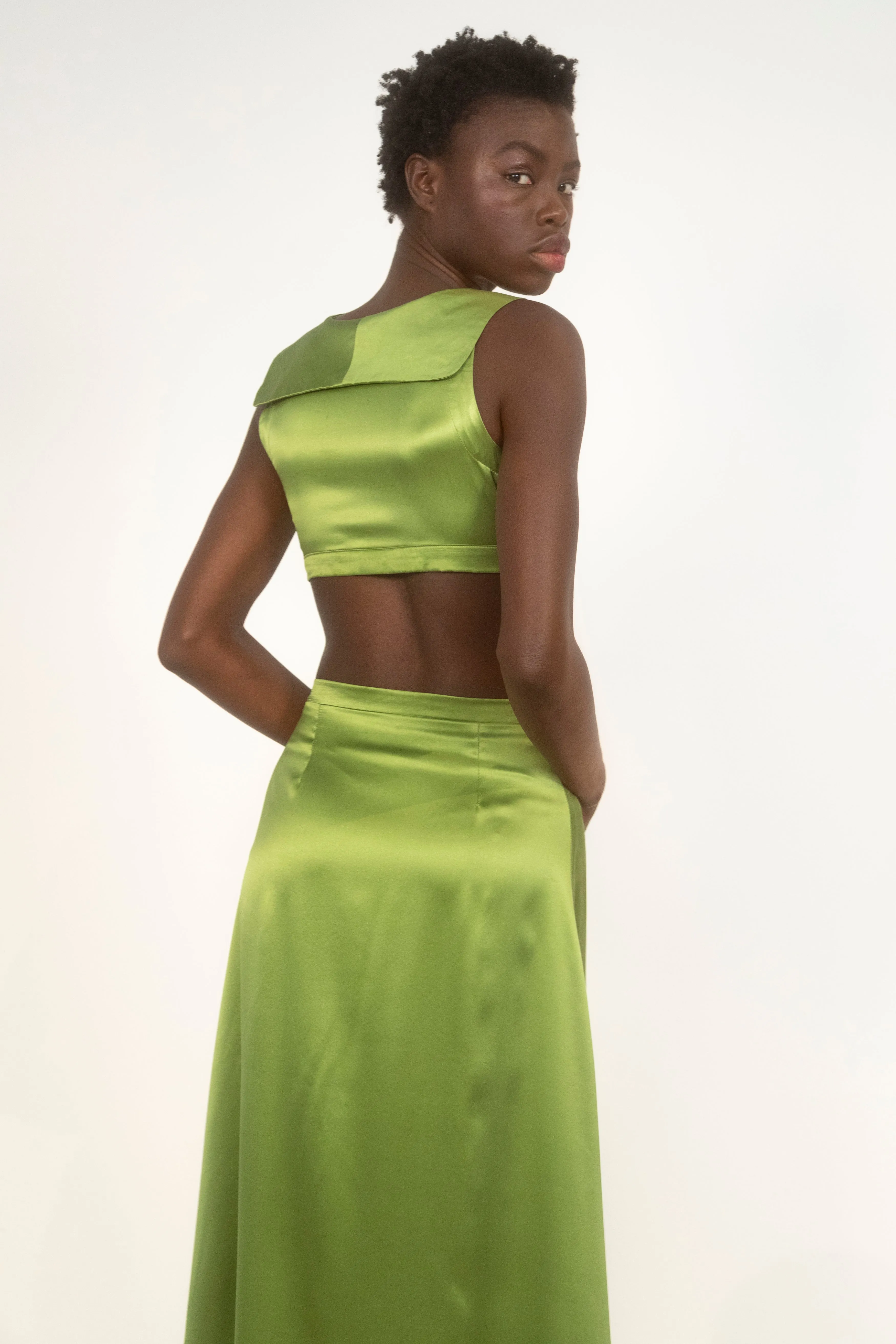 Cut Out Maxi Dress with Sailor Collar- Mint