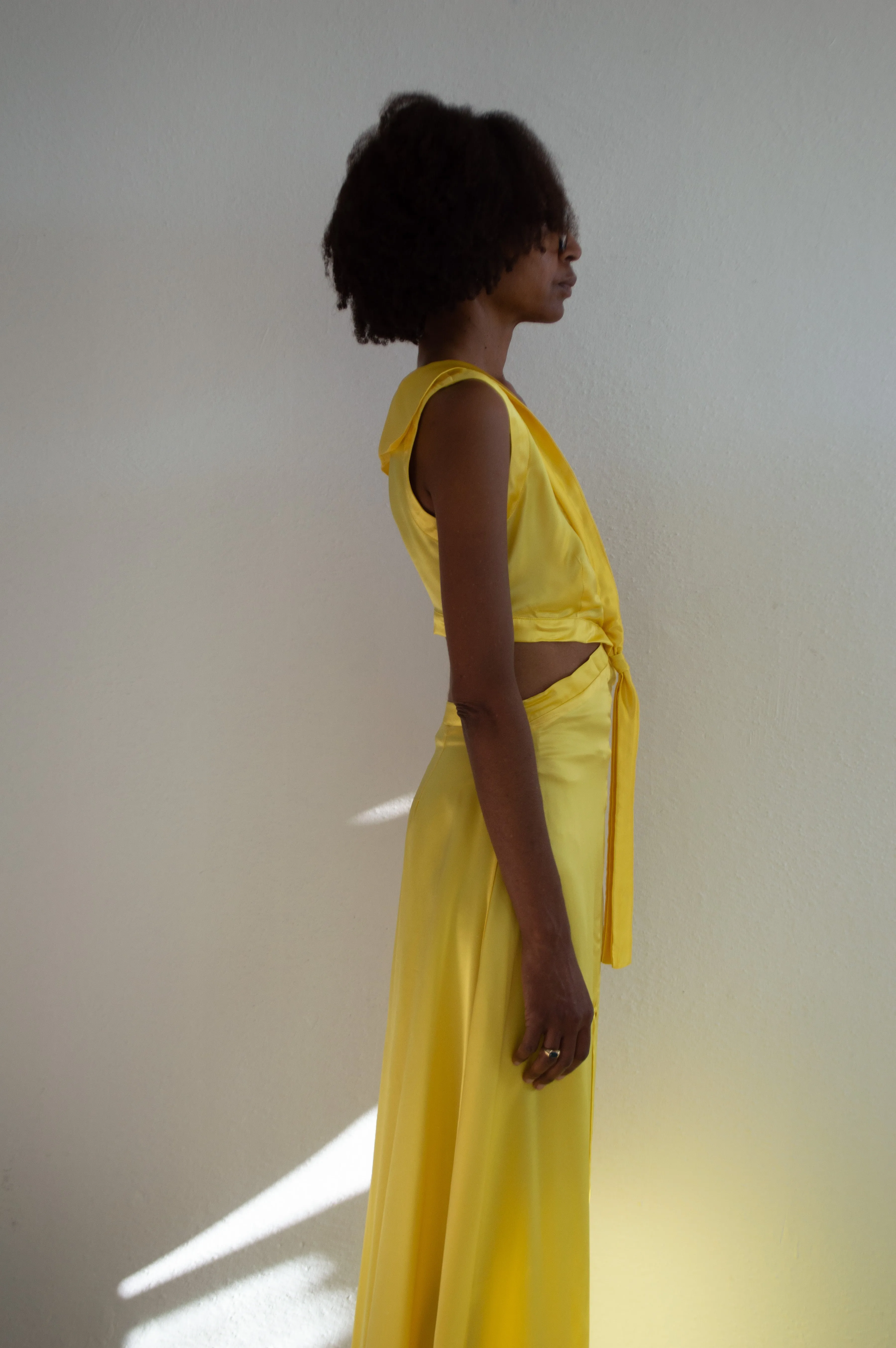 Cut Out Maxi Dress with Sailor Collar- Yellow-Pre Order
