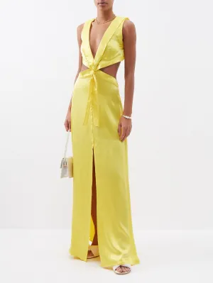 Cut Out Maxi Dress with Sailor Collar- Yellow-Pre Order