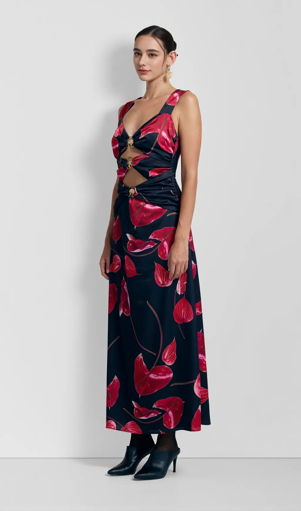 Cut Out Midi Dress - Noir Anthurium