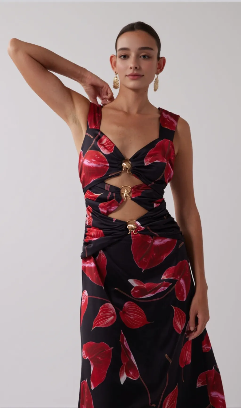 Cut Out Midi Dress - Noir Anthurium