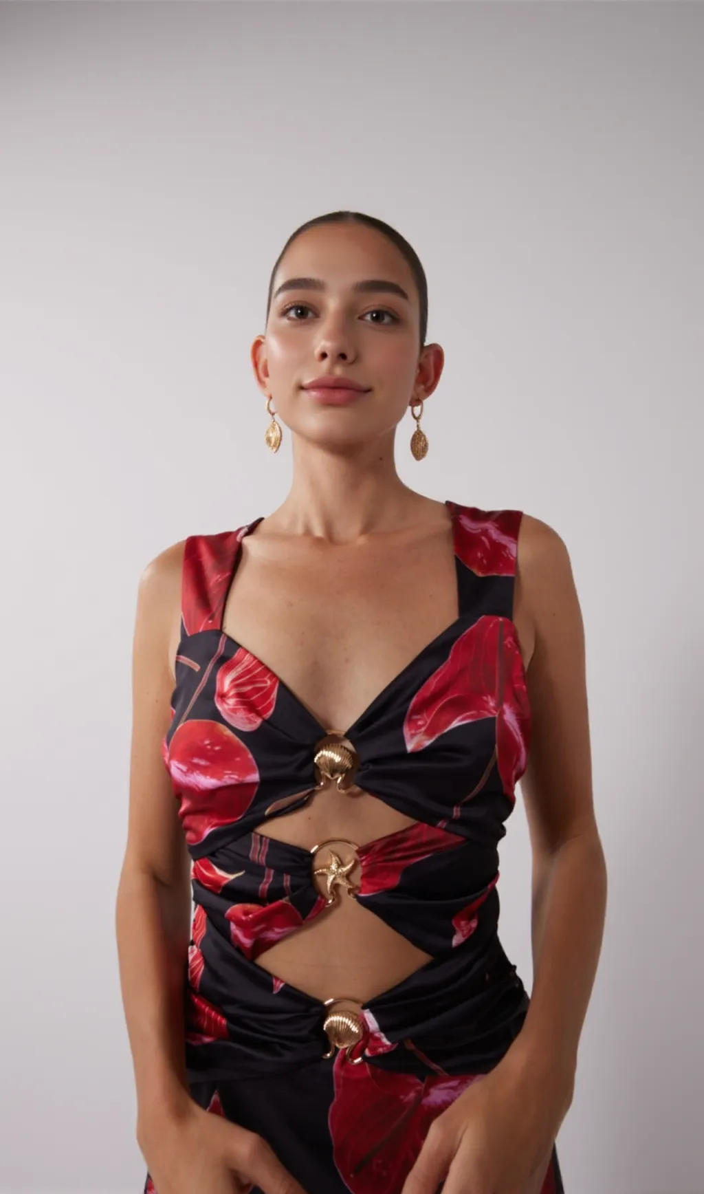 Cut Out Midi Dress - Noir Anthurium