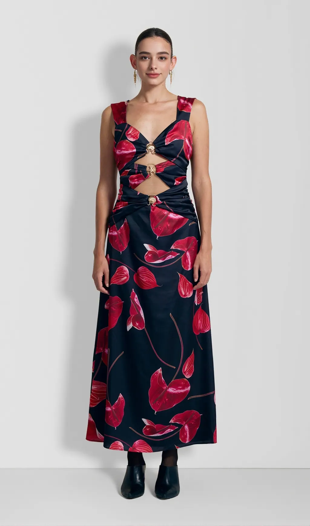 Cut Out Midi Dress - Noir Anthurium