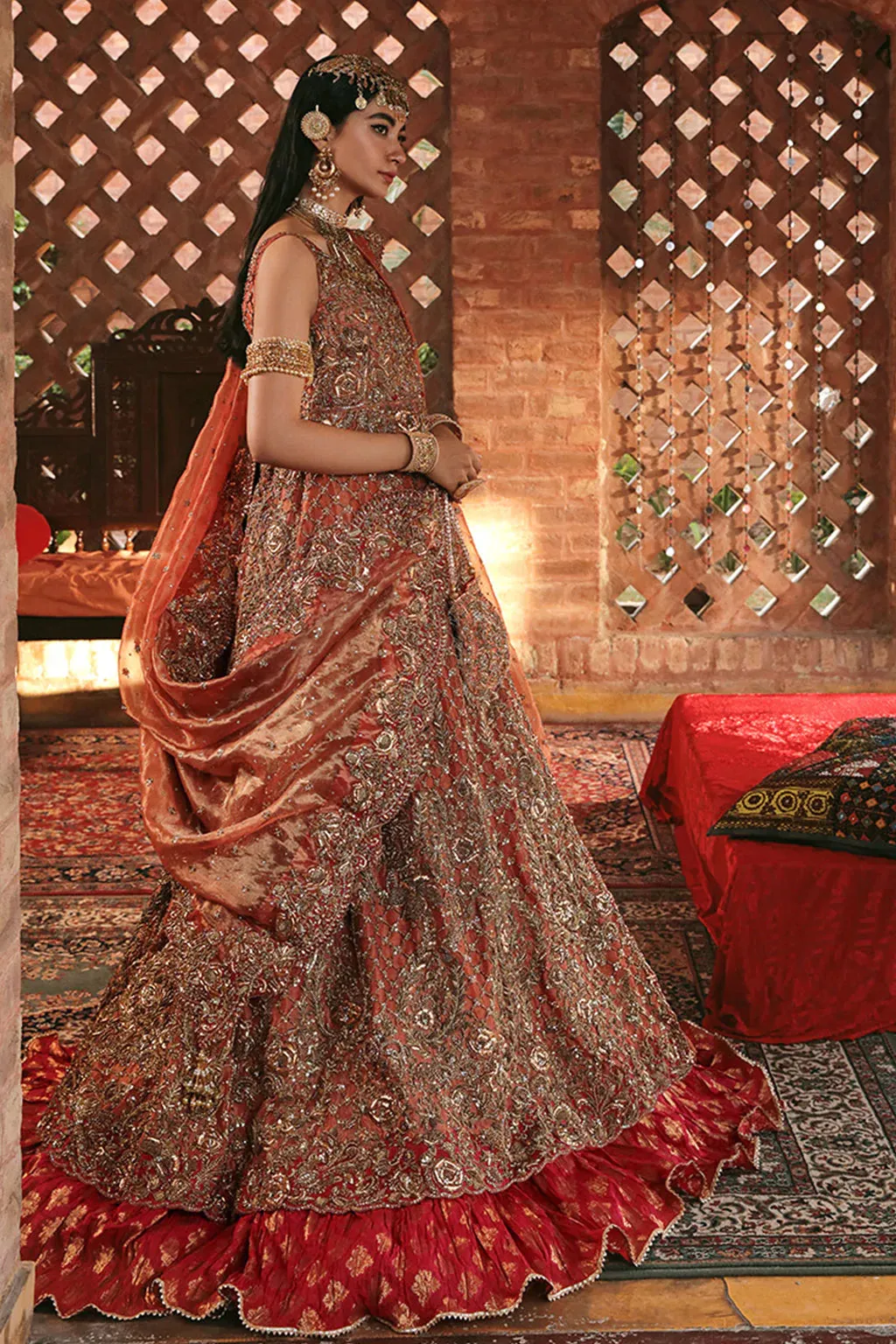 Dark Maroon Lehenga Gown  Bridal Dresses