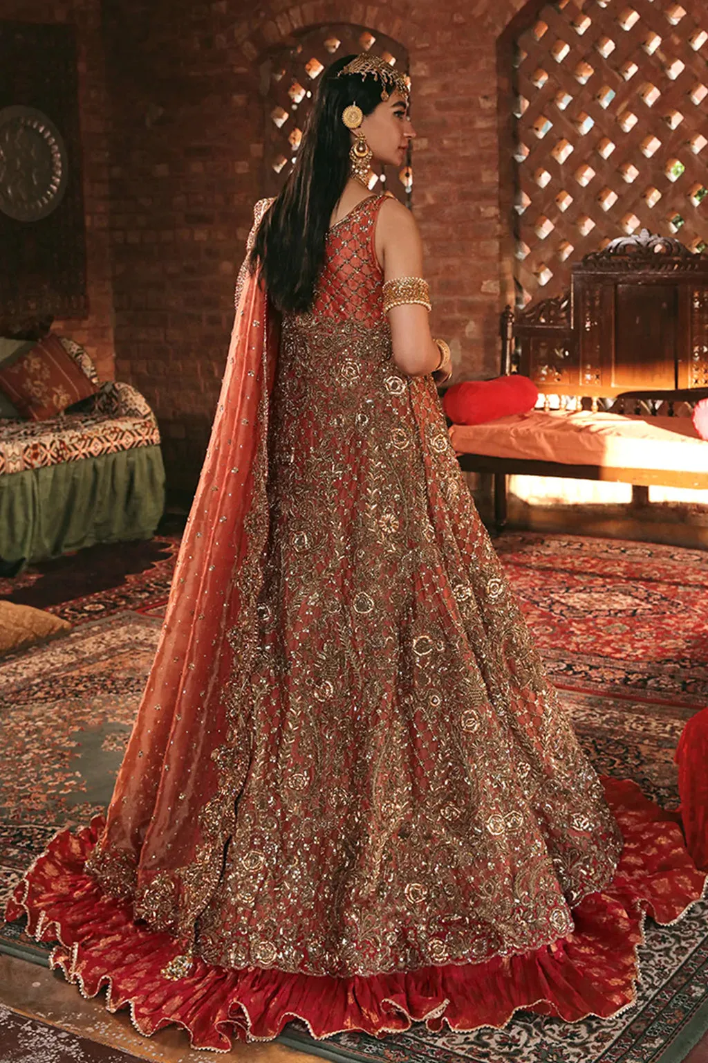 Dark Maroon Lehenga Gown  Bridal Dresses