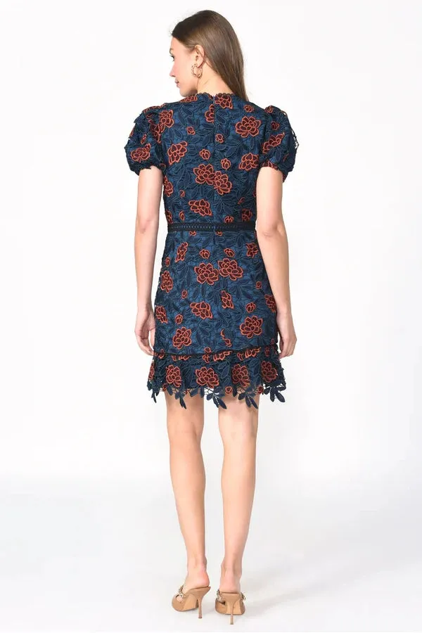 Darlin Tie Neck Lace Mini Dress