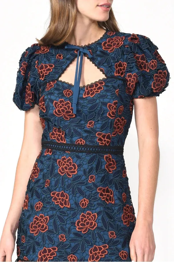 Darlin Tie Neck Lace Mini Dress