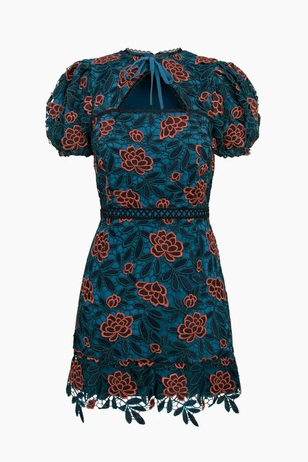 Darlin Tie Neck Lace Mini Dress