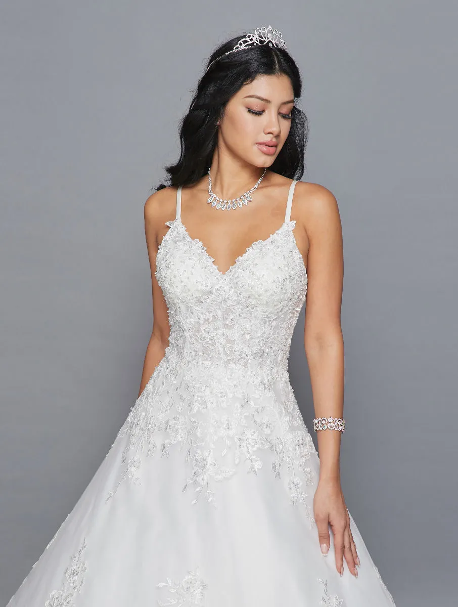 DeKlaire Bridal 417 Spaghetti Straps V-Neckline Open Back A-Line Wedding Dress