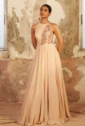 Demi Beige Embellished Gown