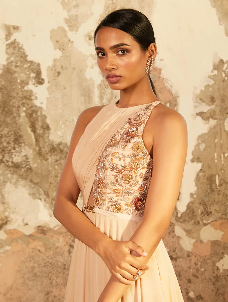 Demi Beige Embellished Gown