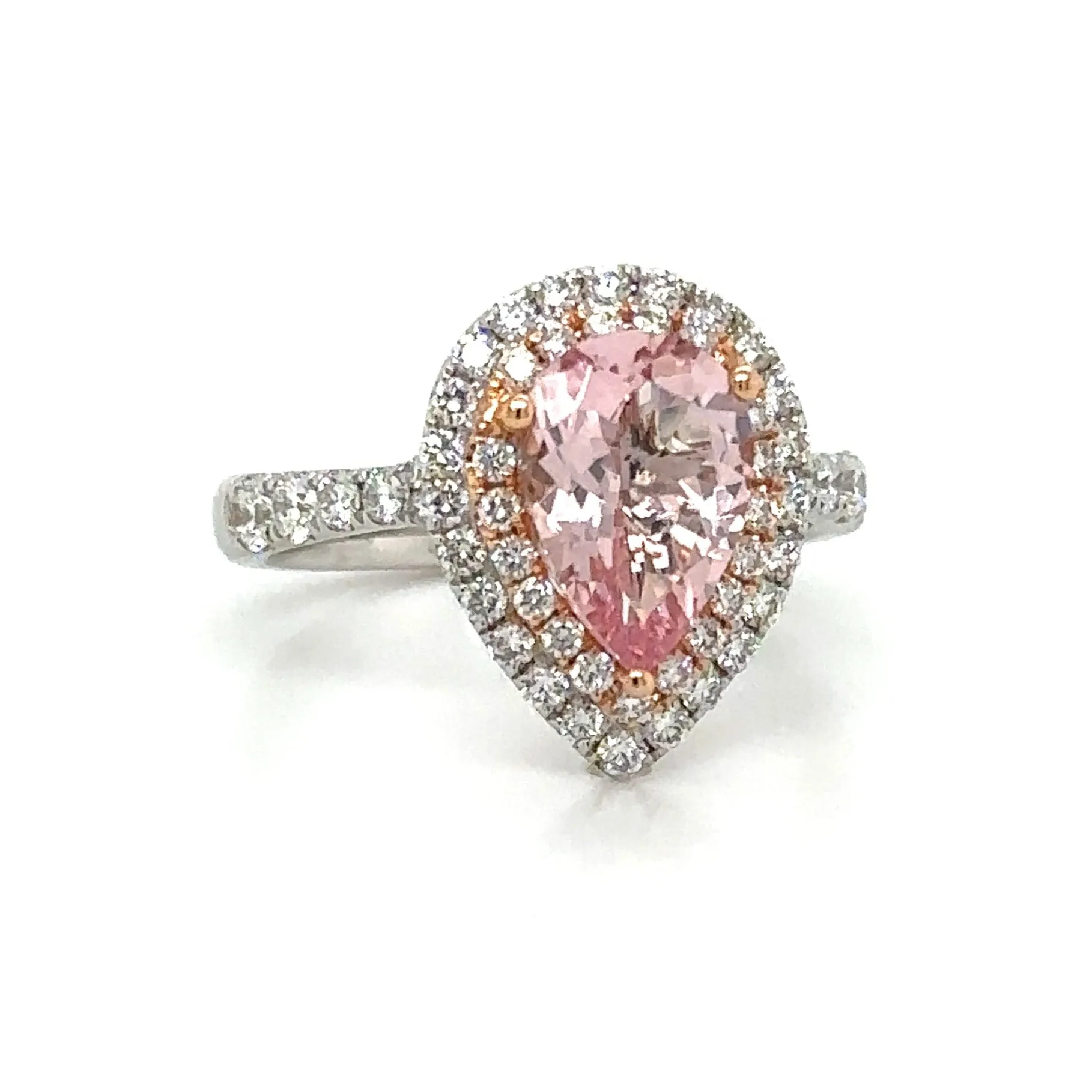 Diamond & Pear Shape Morganite 2.50carat Cocktail Ring