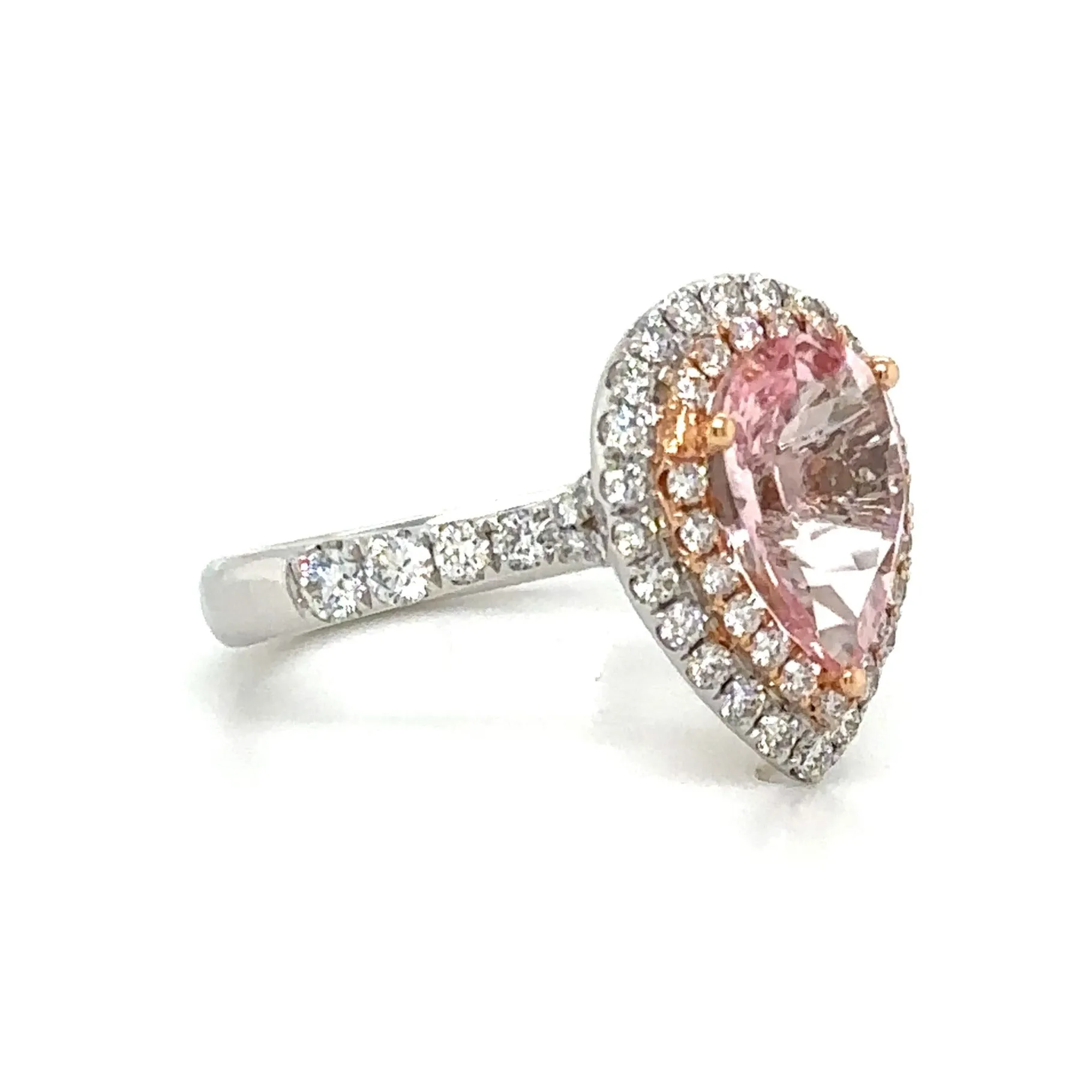 Diamond & Pear Shape Morganite 2.50carat Cocktail Ring