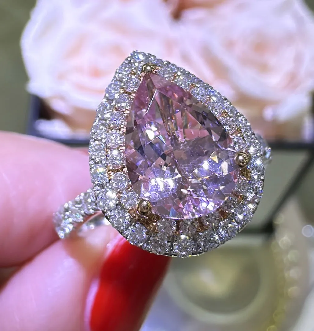 Diamond & Pear Shape Morganite 2.50carat Cocktail Ring