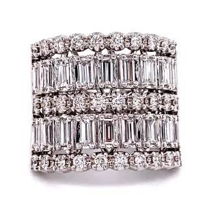 Diamond Baguette-cut Two Row and Three row Round Brilliant-cut Statement Ring 1.61ct t.w.