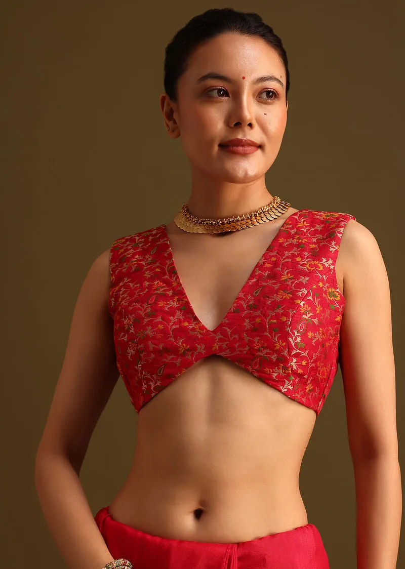 Dola Silk Red Bandhani Saree With Meenakari Border Pallu