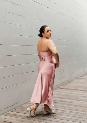 Dusky Pink Bridesmaid Dress- Cowl Neck