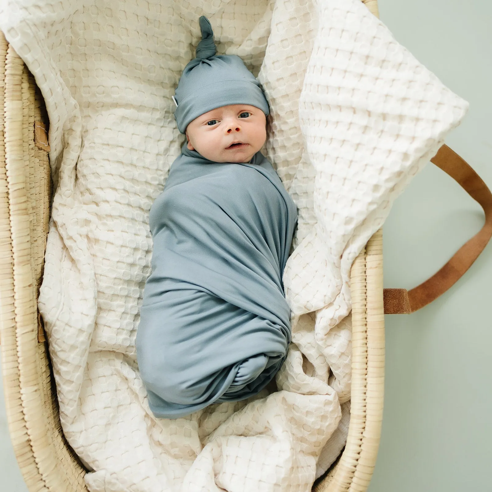 Dusty Blue Bamboo Hat or Head Wrap Set