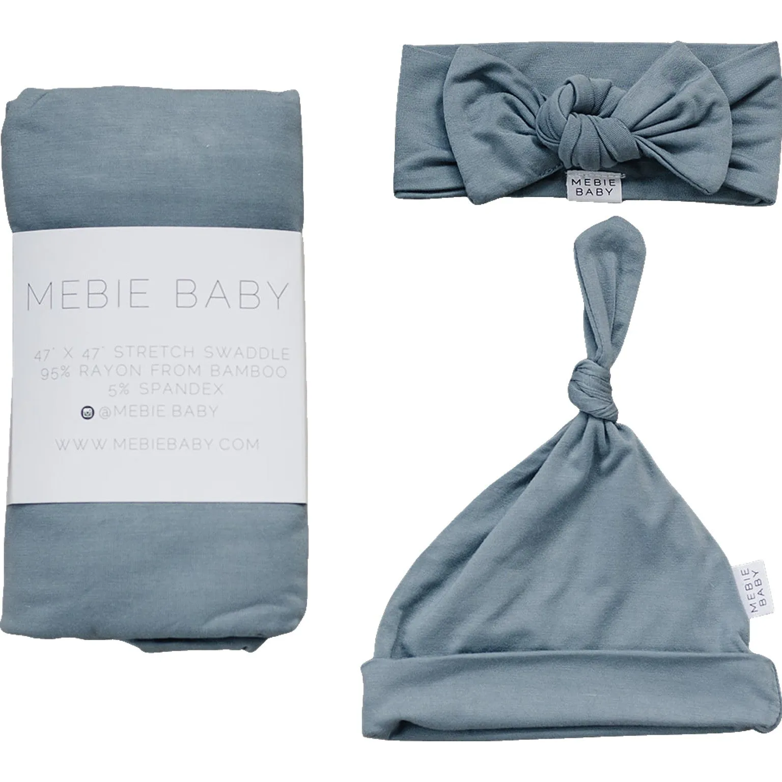 Dusty Blue Bamboo Hat or Head Wrap Set