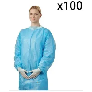 Easigown Examination Gowns - Thumb Loop - Blue x 100 Aprons