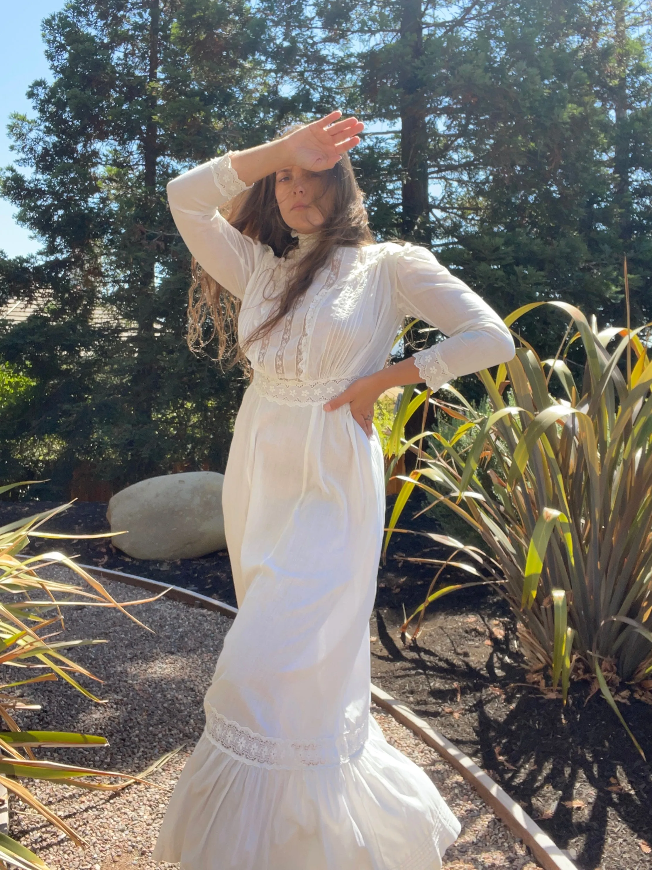 Edwardian Cotton Lawn Eyelet Prairie Dress