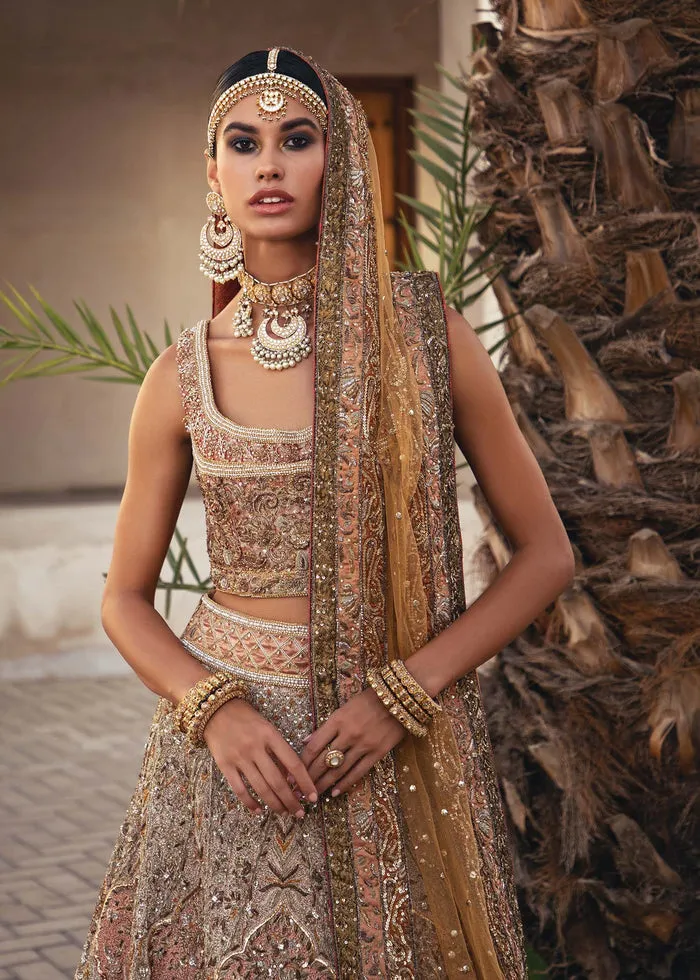 Embellished Gold Lehenga Choli Pakistani Wedding Dress