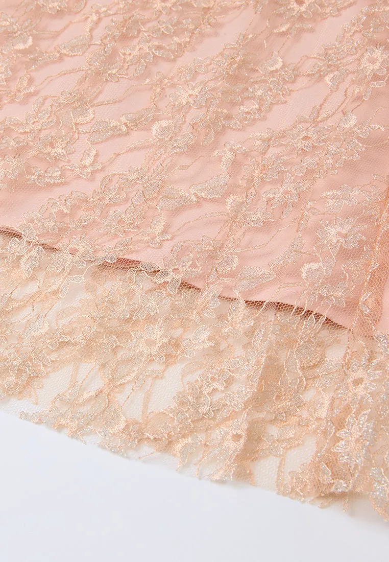 Embellished-trim Lurex Mesh Lace Dress