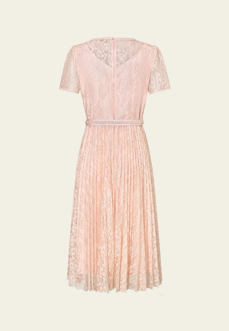 Embellished-trim Lurex Mesh Lace Dress