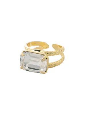Emerald Cocktail Ring - Bright Gold Crystal