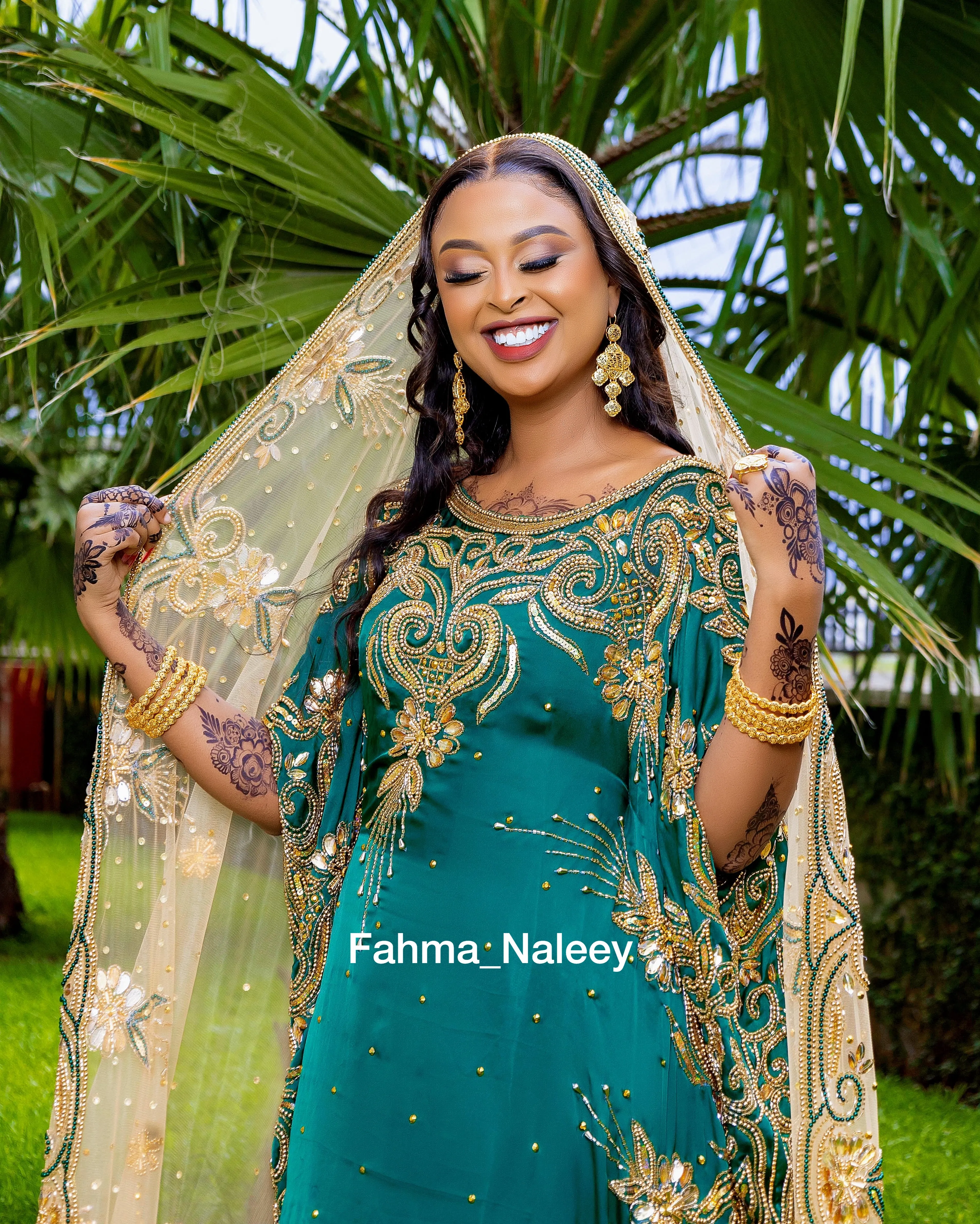 Emerald Green Somali Bridal Dirac ( Asma Collection)