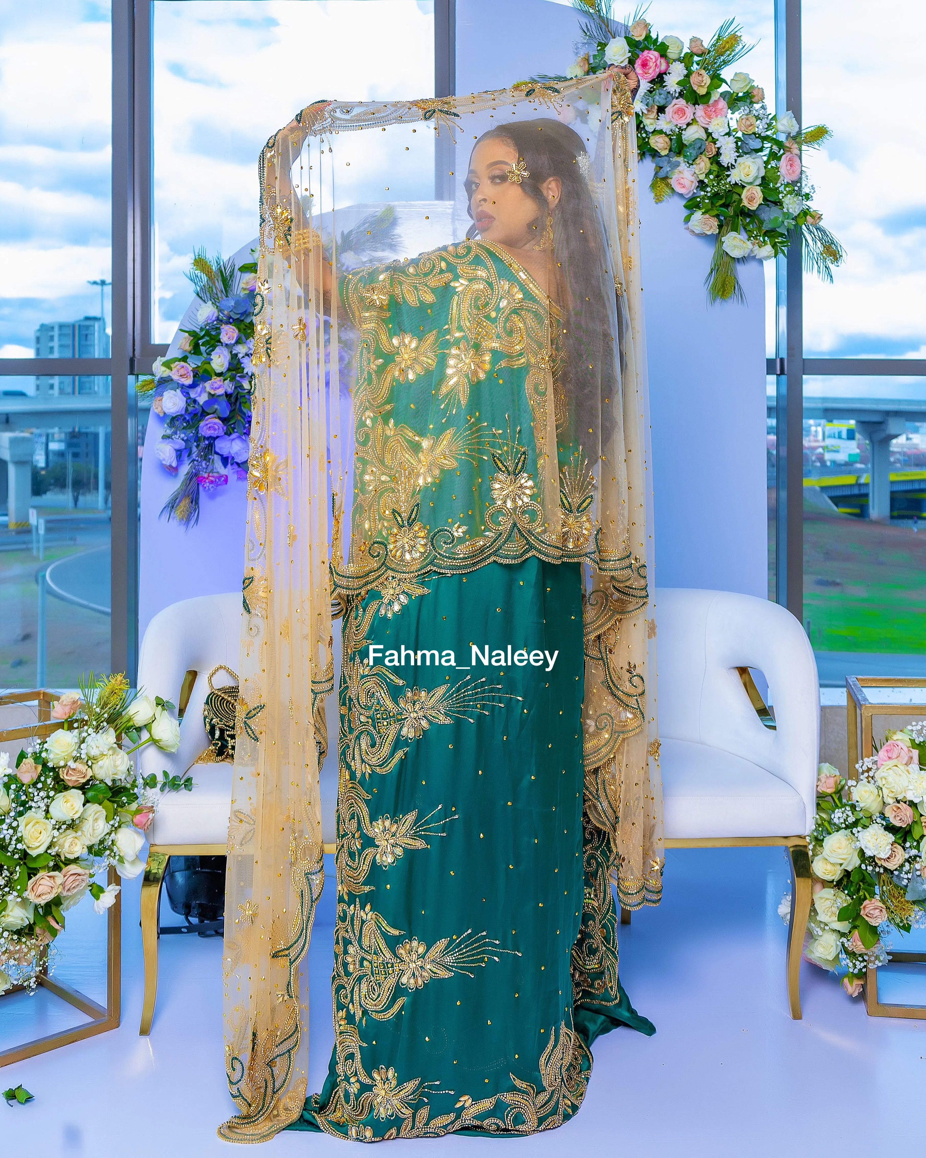 Emerald Green Somali Bridal Dirac ( Asma Collection)