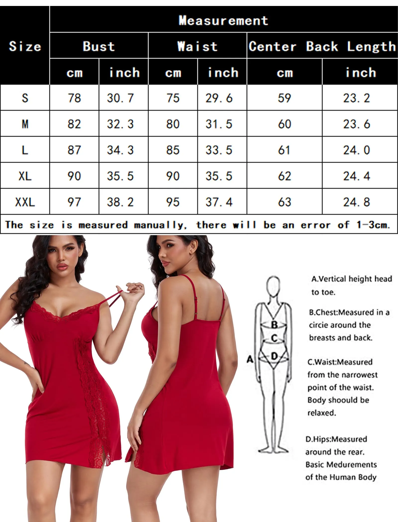 ENJOYNIGHT Women's Lingerie Sexy Nightwear Lace Spaghetti Strap Nightgown Babydoll Chemise