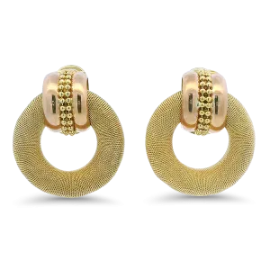 Estate 18k Yellow Gold Doorknocker Style Hoop Earrings