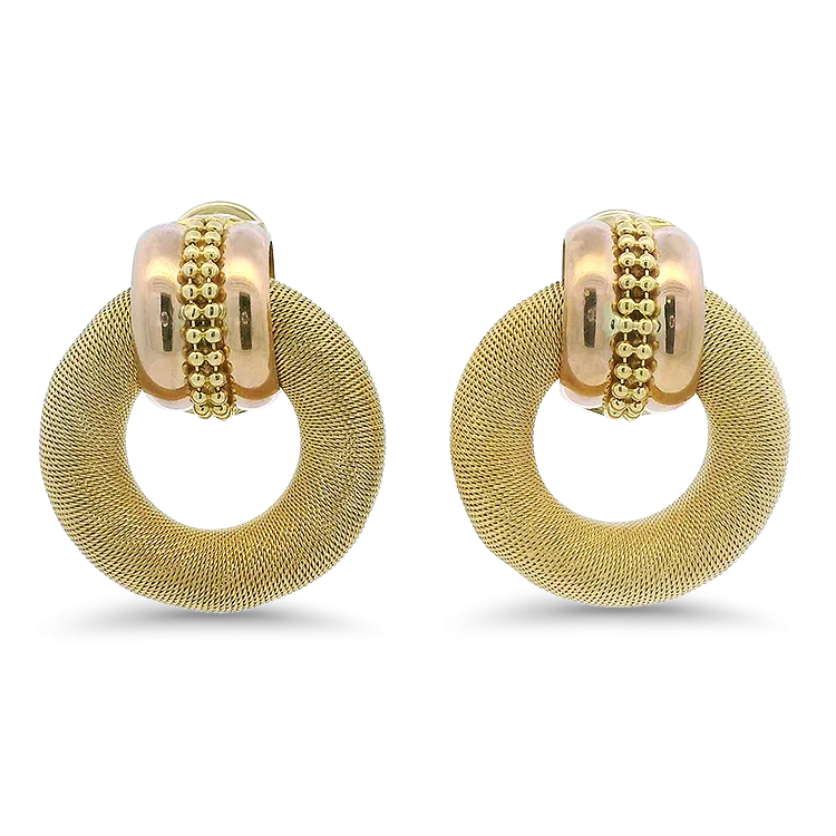 Estate 18k Yellow Gold Doorknocker Style Hoop Earrings