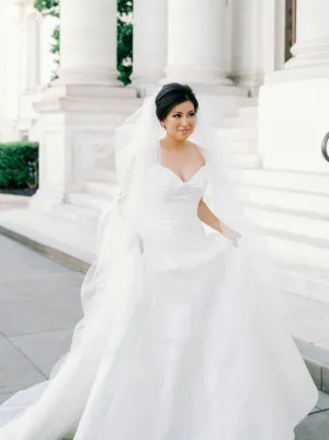 Extra Full Two Tier Cathedral Wedding Veil with Raw Edge