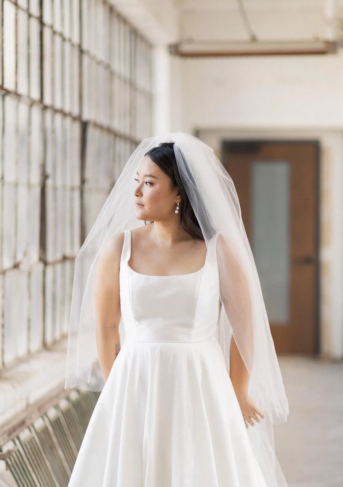 Extra Full Two Tier Cathedral Wedding Veil with Raw Edge