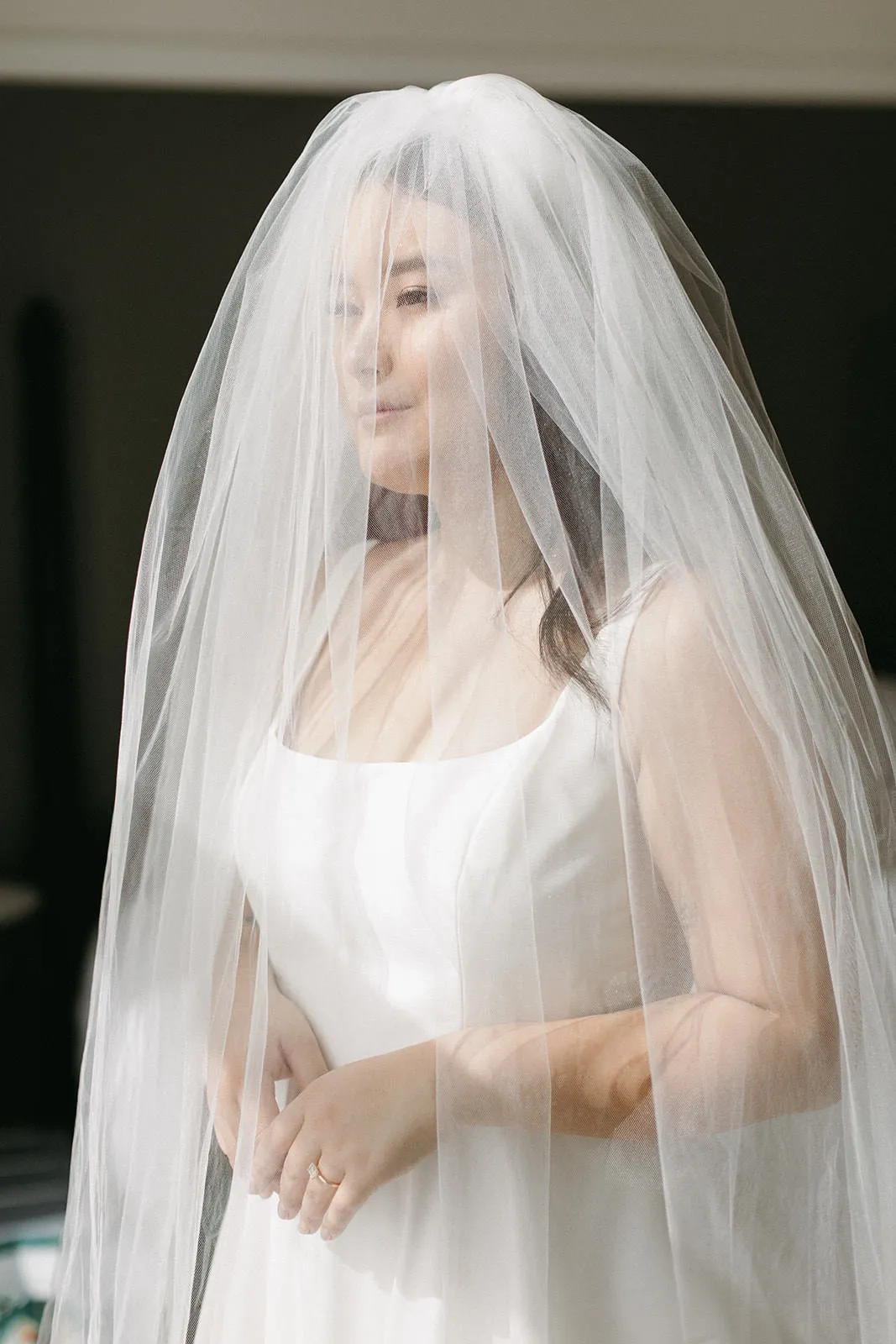 Extra Full Two Tier Cathedral Wedding Veil with Raw Edge