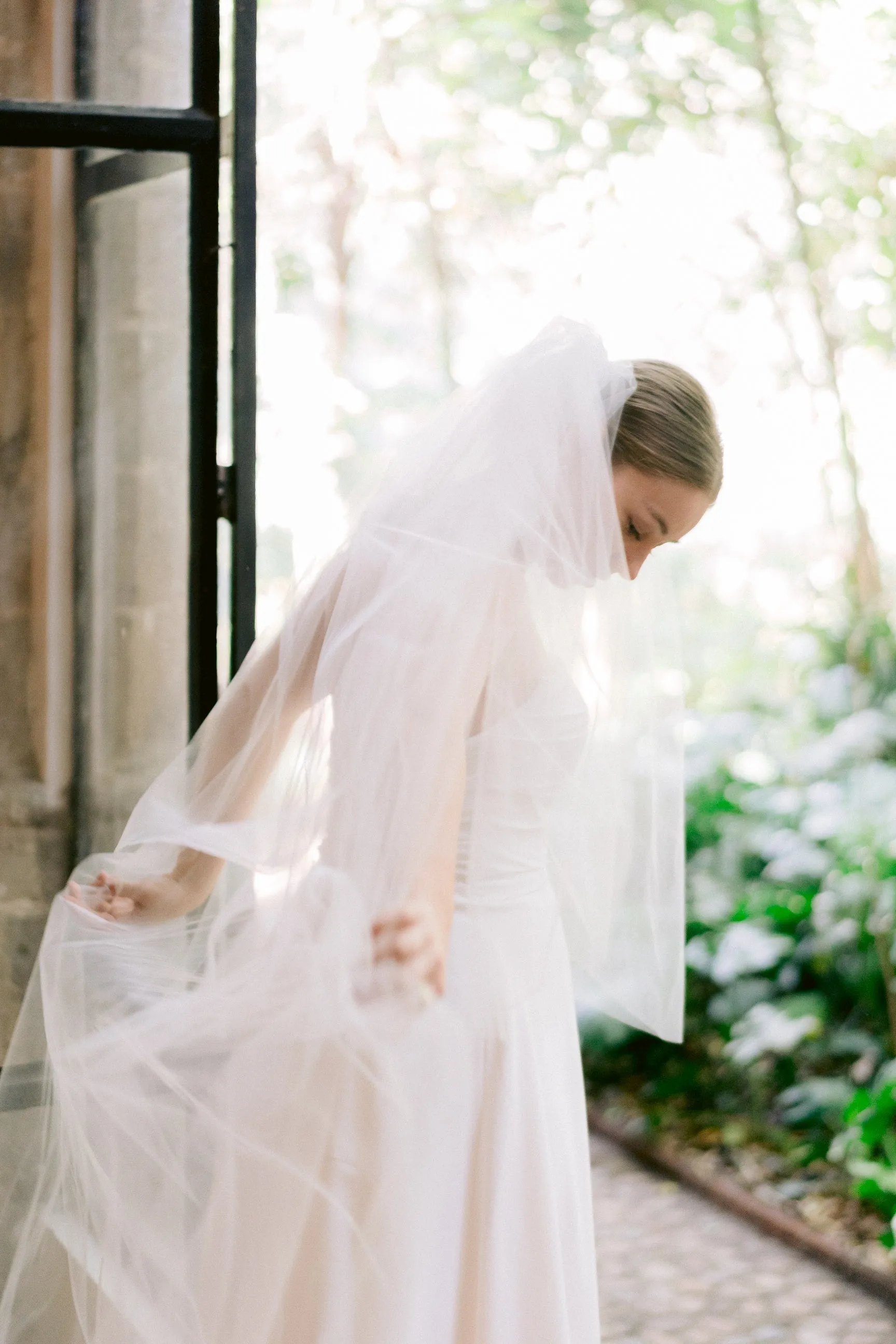 Extra Full Two Tier Cathedral Wedding Veil with Raw Edge