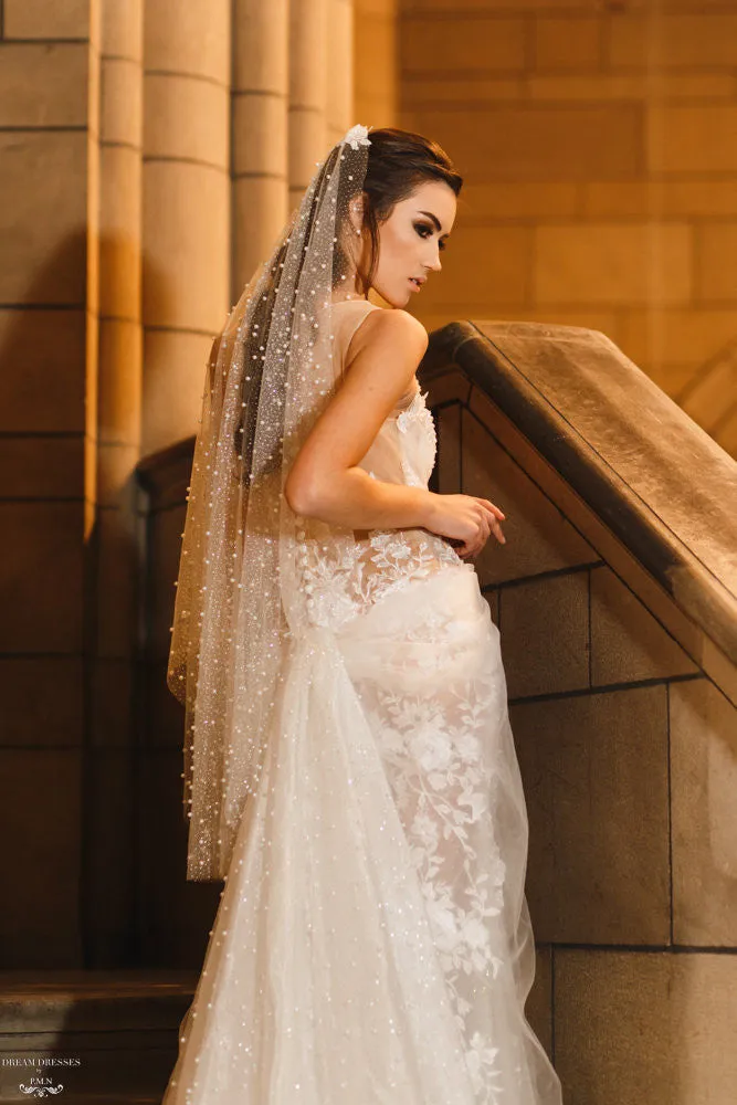 Fingertip Pearls Veil (#Caitlin)
