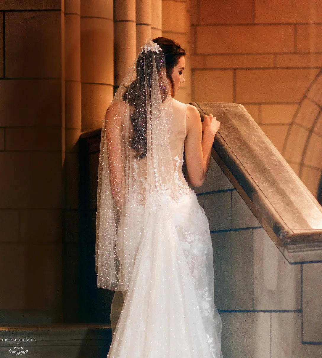 Fingertip Pearls Veil (#Caitlin)
