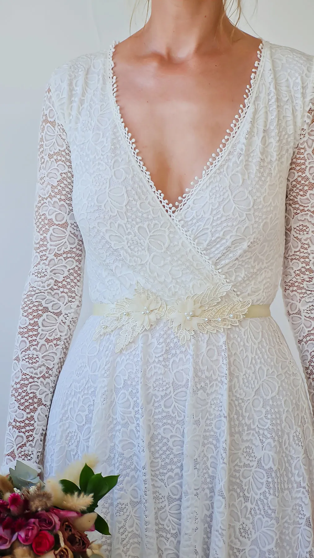 Floral Lace Beaded Sash Belt #4065