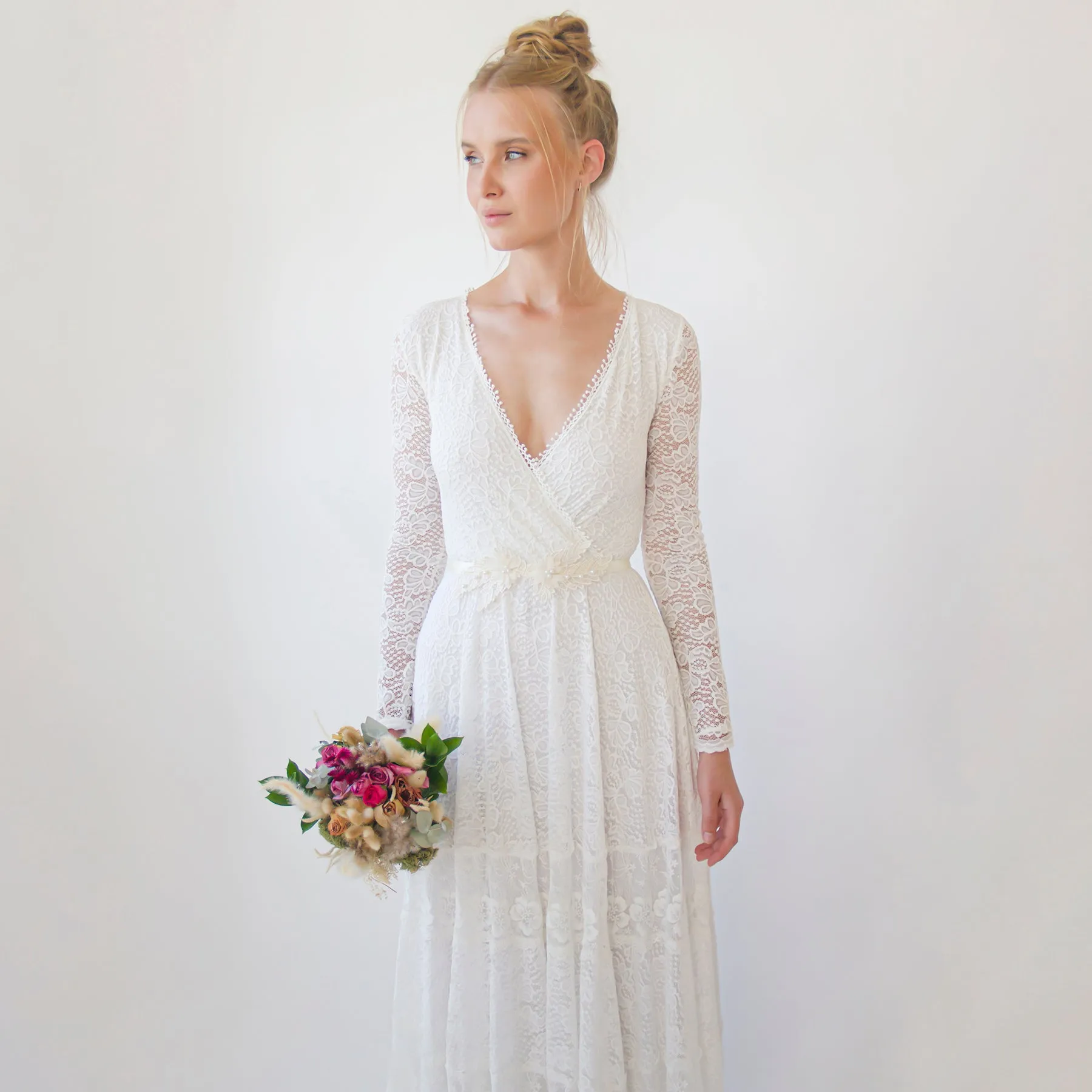 Floral Lace Beaded Sash Belt #4065