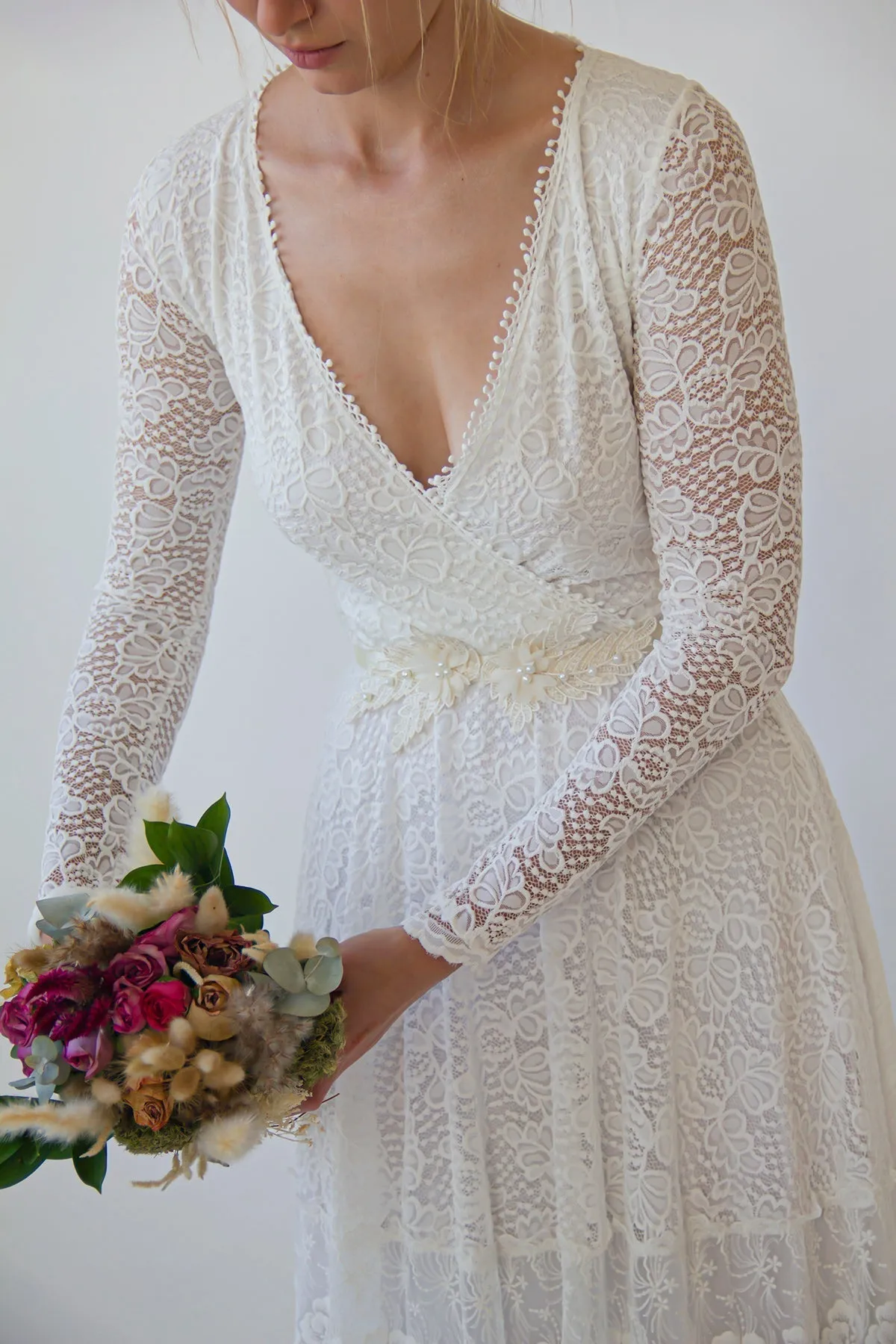 Floral Lace Beaded Sash Belt #4065