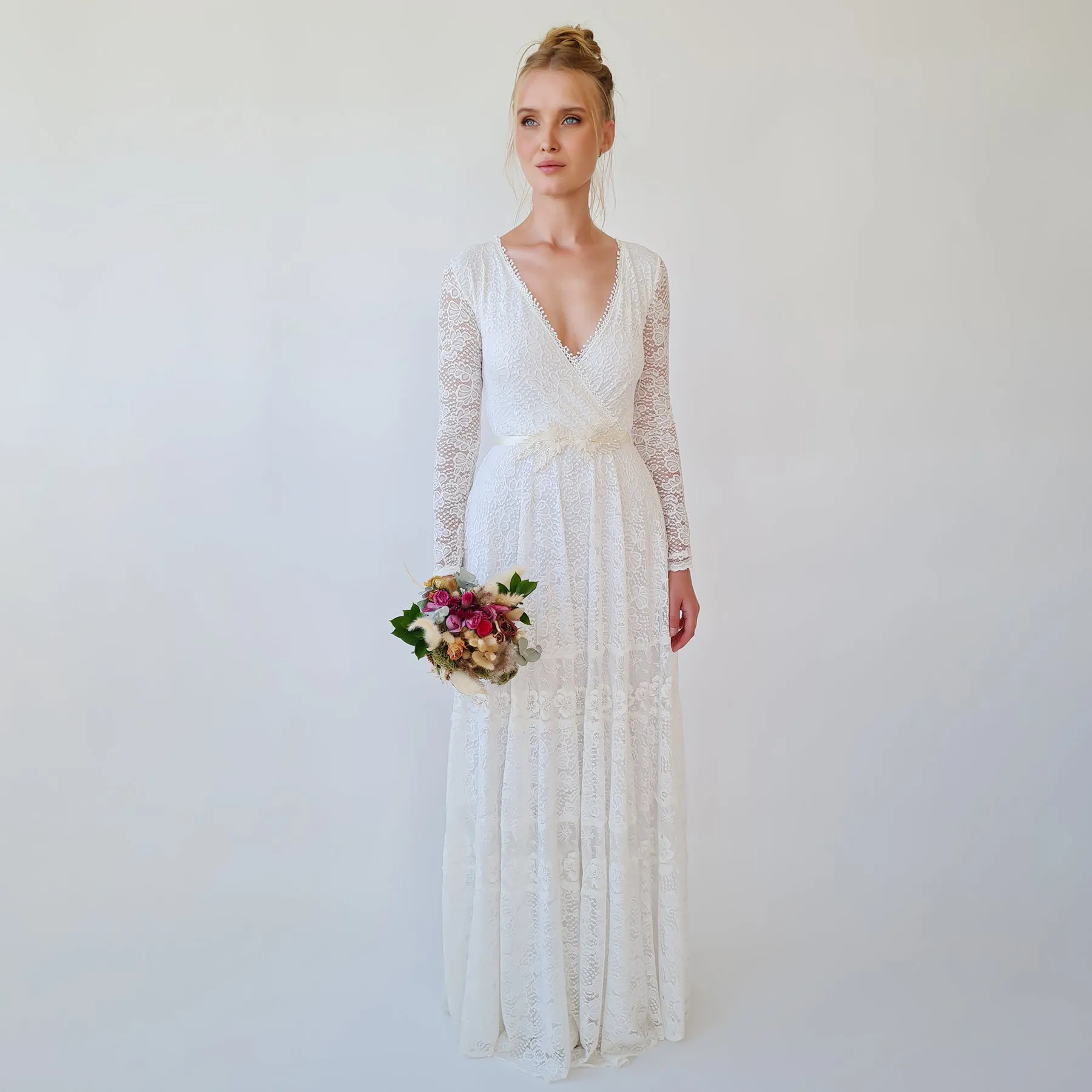 Floral Lace Beaded Sash Belt #4065