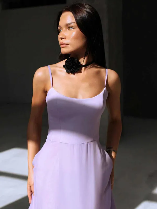 Floral Print A-line Dress with Ruffled Hem and Suspenders