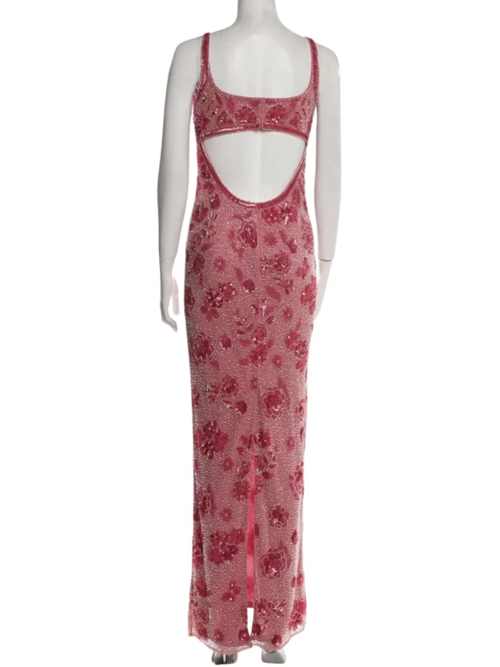 Floral Print Cut-Out Beaded Dress