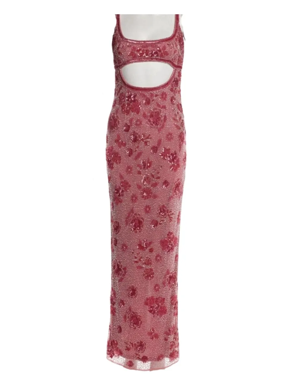 Floral Print Cut-Out Beaded Dress